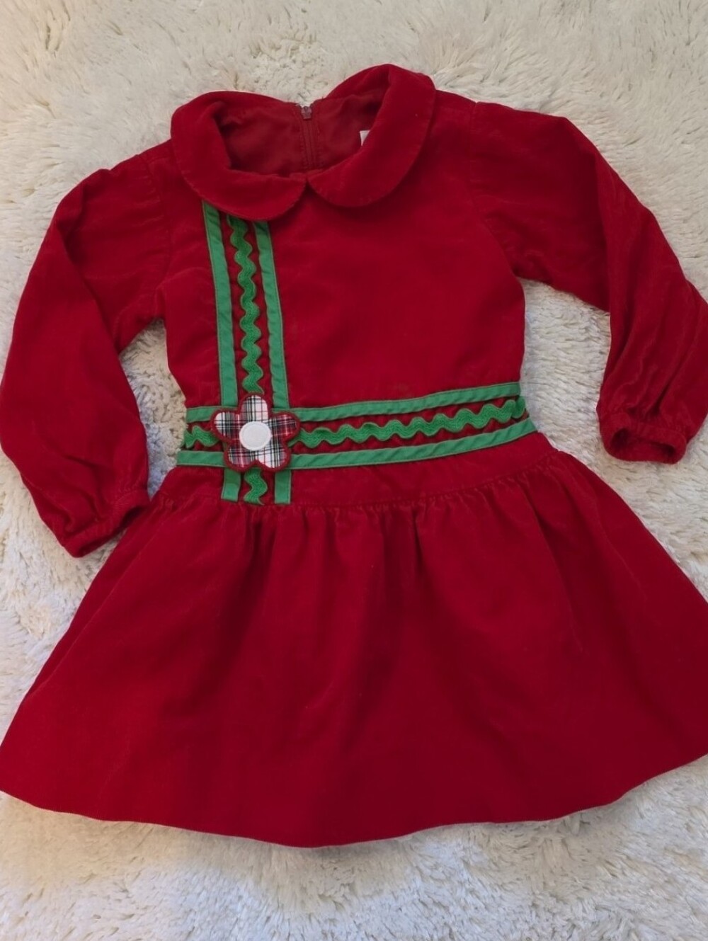 Florence Eiseman 3t Red Green Corduroy Christmas Winter Holiday Santa Dress